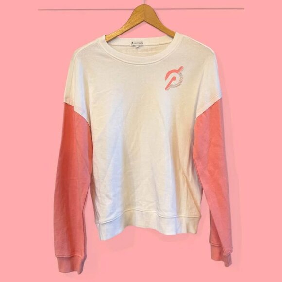 Women’s Peleton Crew Neck Colorblock Pink & WhitePullover Sweatshirt-Size Medium - Picture 1 of 9